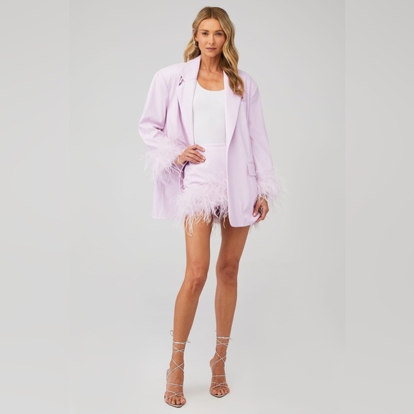 Lamarque Jackets & Blazers - Lamarque Galia Feather Trim Blazer Pink Parasol - M/L